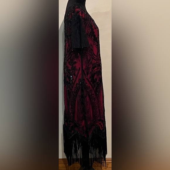 FunDaisy 1920’s Style Dark Redand Black Sequin and fringe Flapper Dress size 3XL - Picture 2 of 6